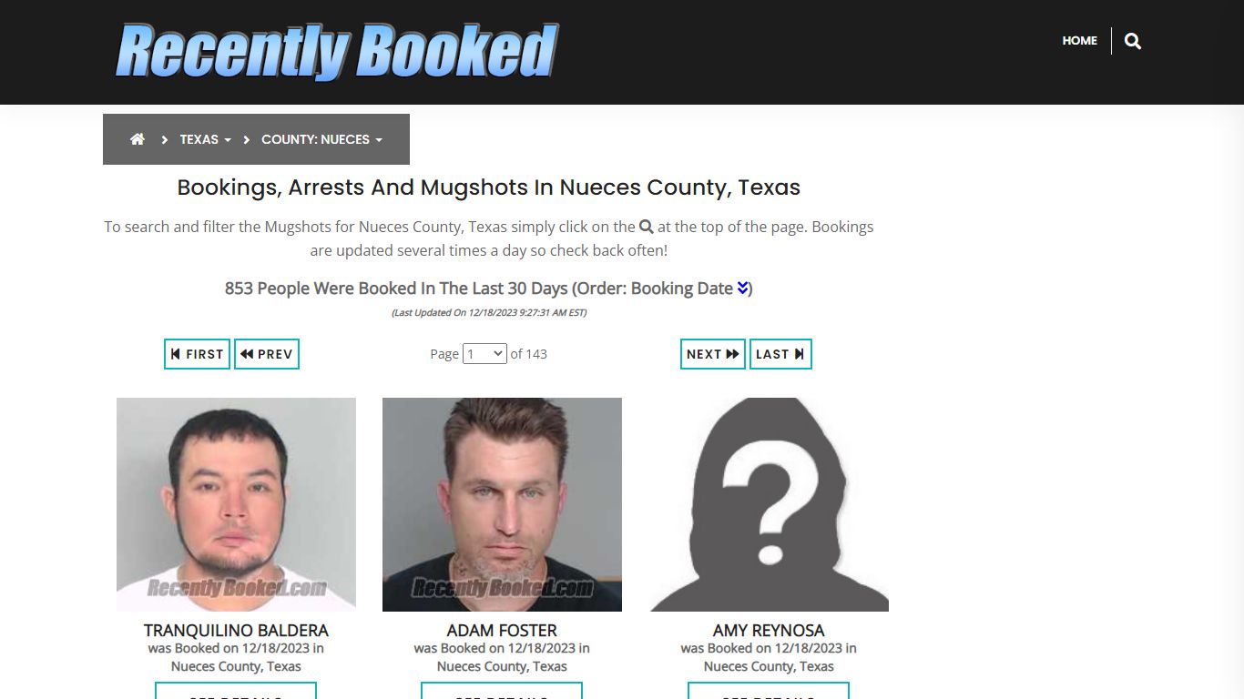 Recent bookings, Arrests, Mugshots in Nueces County, Texas